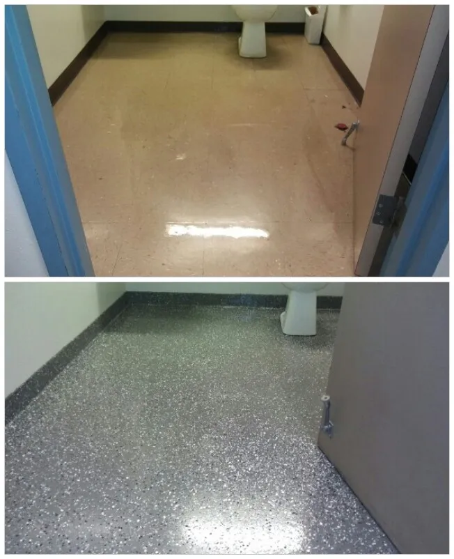 Bathroom floor SaniGLAZE before and after - tile restoration Las Vegas