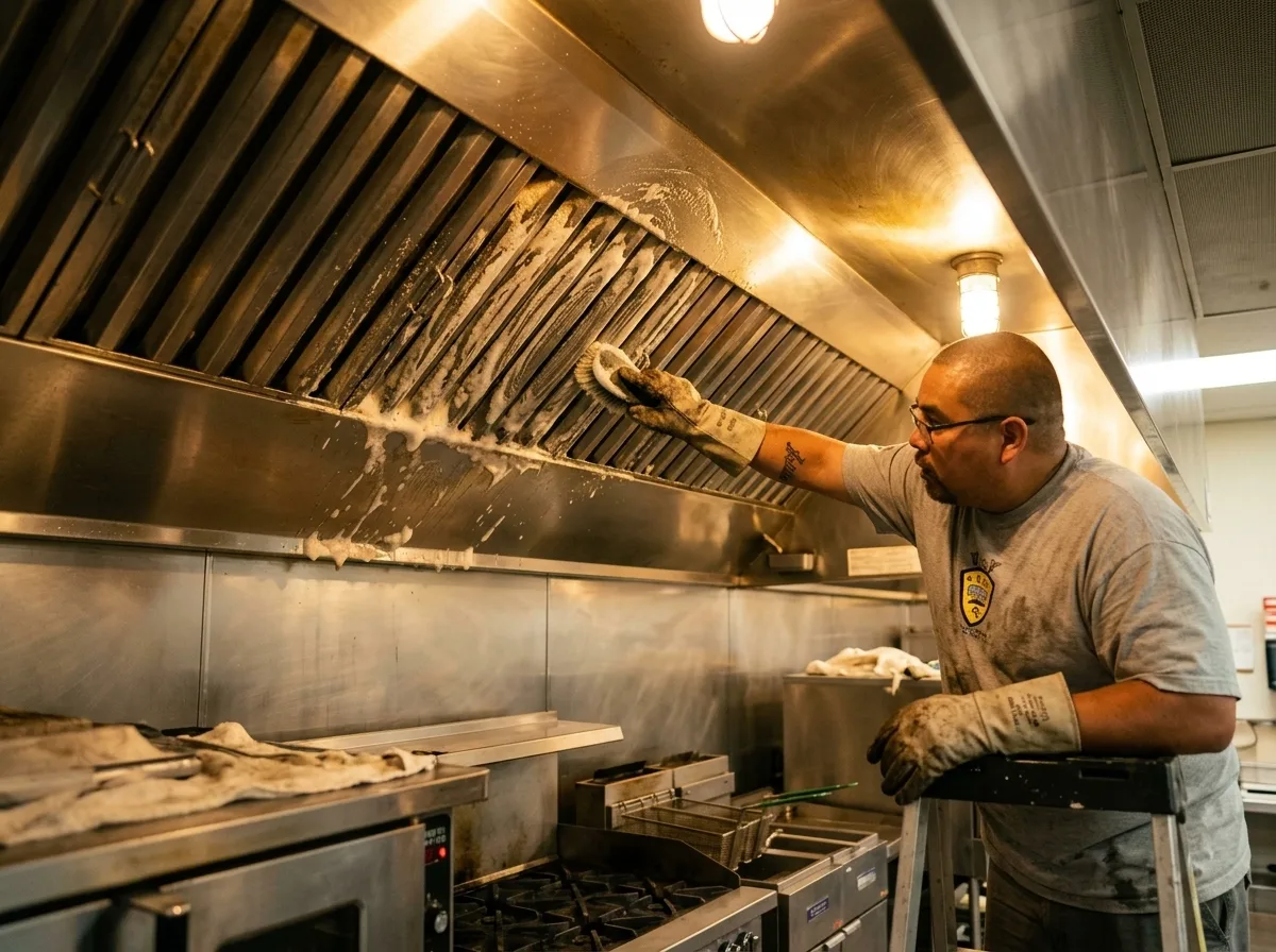 Commercial kitchen hood and ceiling cleaning in Henderson