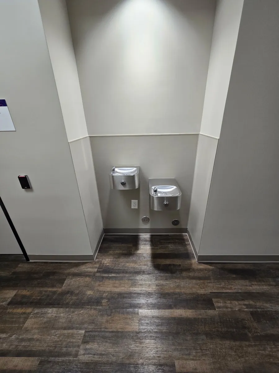 Medical office water fountain and floor cleaning