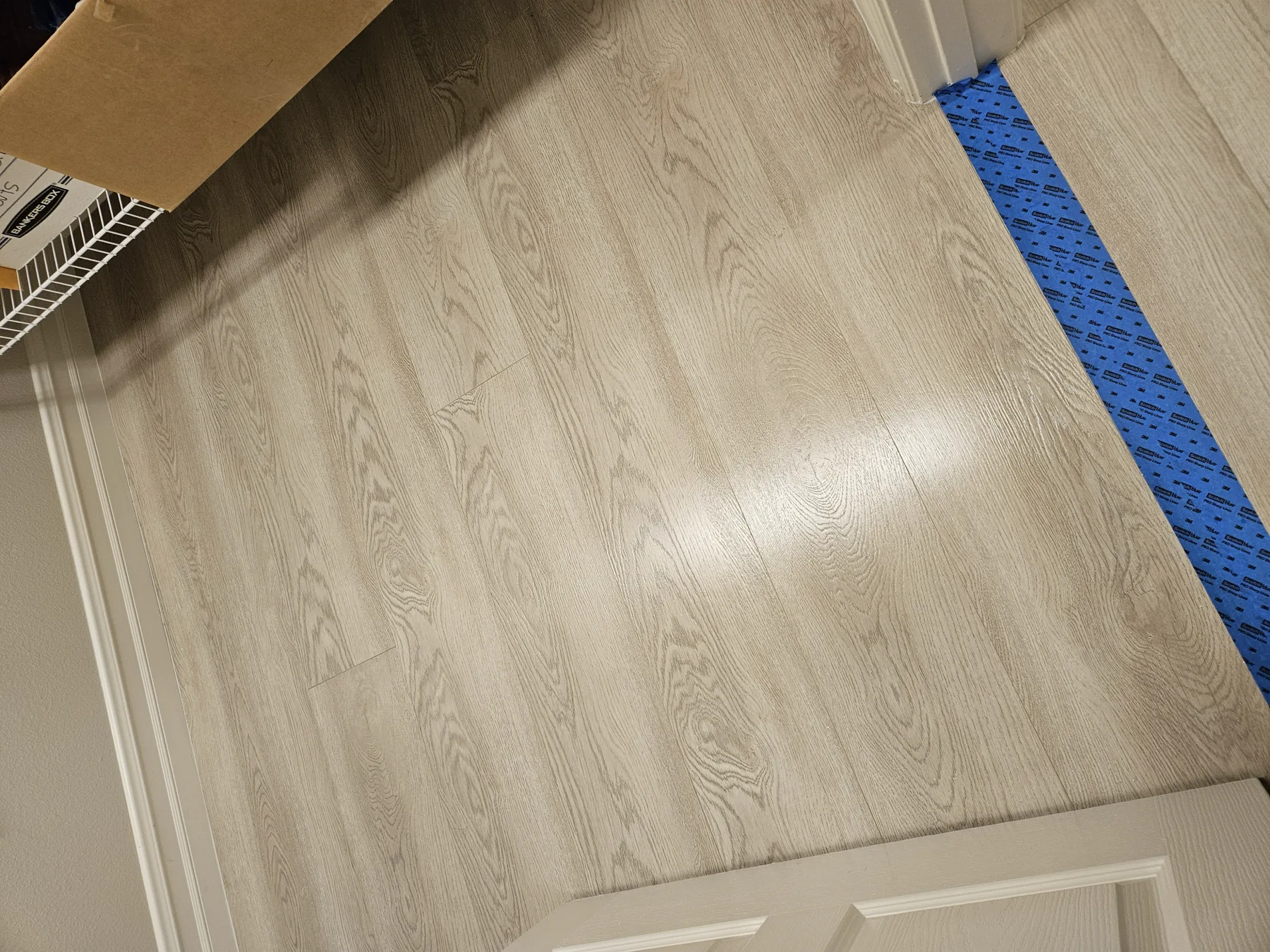 Finished commercial floor with a protected transition after a Las Vegas floor-care project